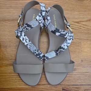 Cole Haan Women's Snakeskin Sandals - Gray and Tan